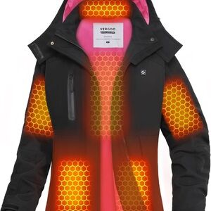 VERGOO Black Heated Jacket with Pink Lining
